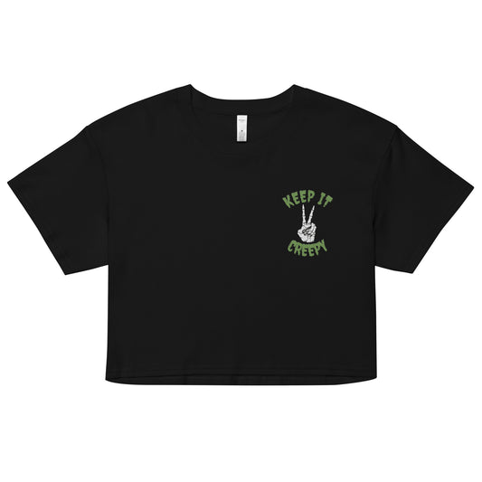 Ghouls Keep it Kreepy Embroidered Crop Tee